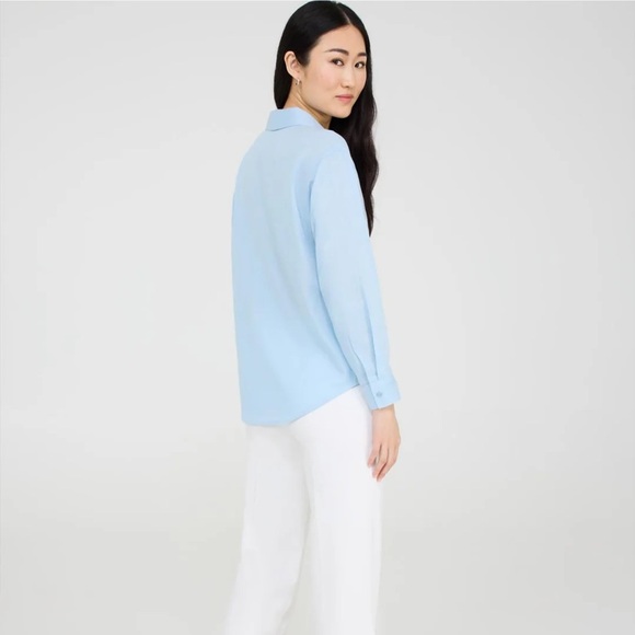 Button-Front Linen Blend Blouse - Picture 2 of 4